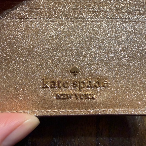 Kate Spade Glimmer Glitter Gold card holder - Picture 3 of 5